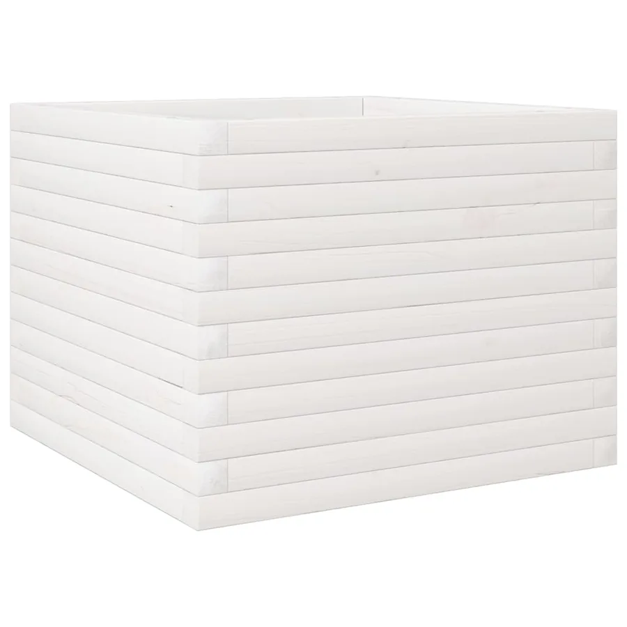 Jardinière blanc 60x60x45,5 cm bois de pin massif - 7