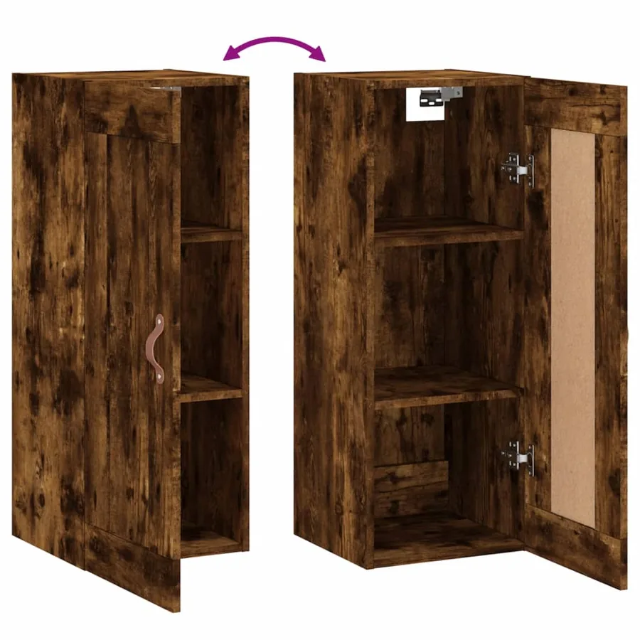Armoire murale chêne fumé 34,5x34x90 cm bois d'ingénierie - 10