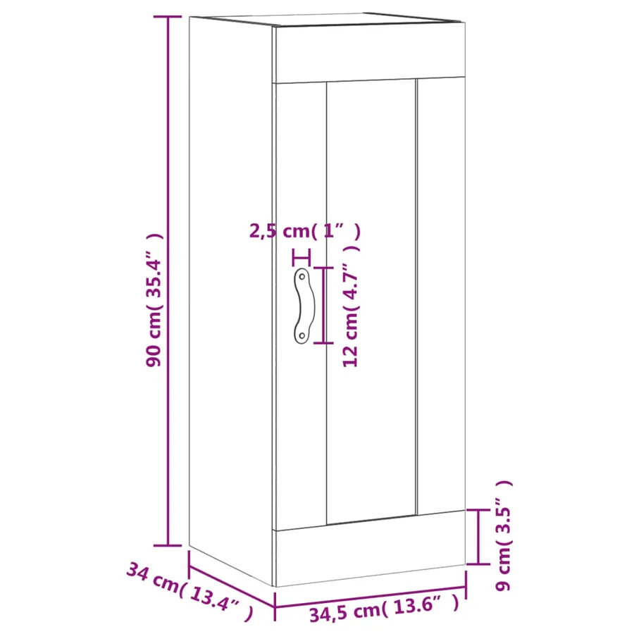 Armoire murale chêne fumé 34,5x34x90 cm bois d'ingénierie - 14
