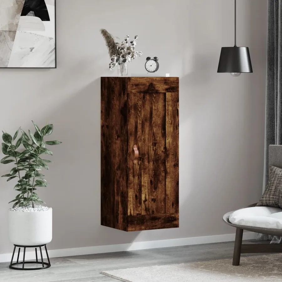 Armoire murale chêne fumé 34,5x34x90 cm bois d'ingénierie - 3
