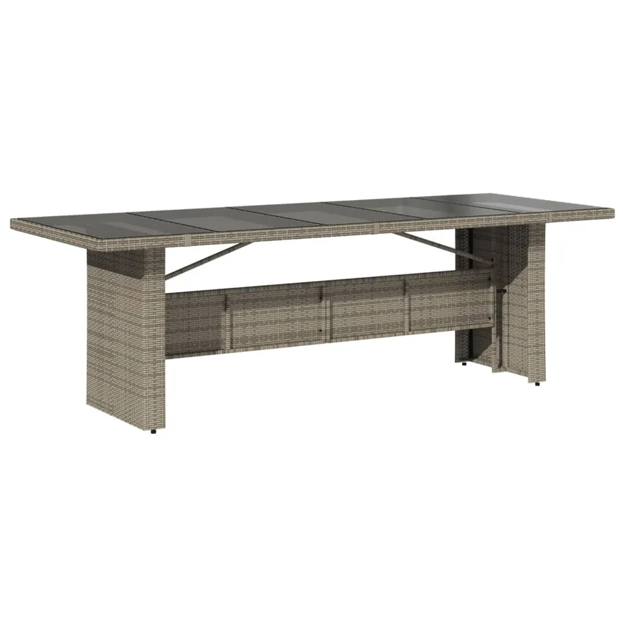 Table de jardin dessus en verre Gris 240x90x75cm Résine tressée - 2