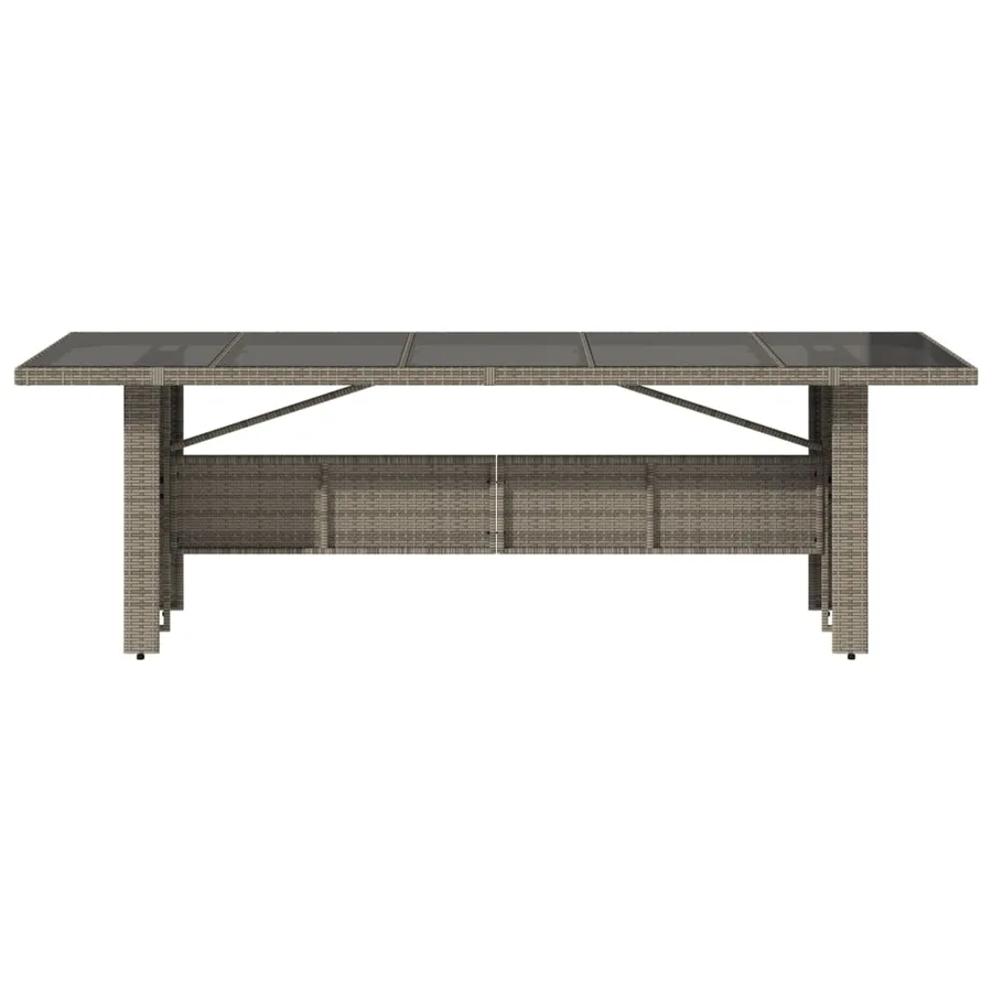 Table de jardin dessus en verre Gris 240x90x75cm Résine tressée - 4