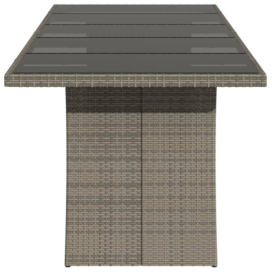Table de jardin dessus en verre Gris 240x90x75cm Résine tressée - 5