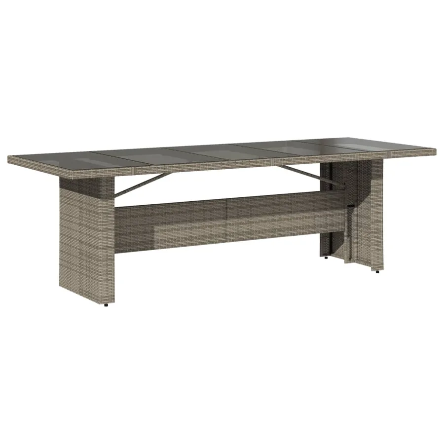 Table de jardin dessus en verre Gris 240x90x75cm Résine tressée - 6