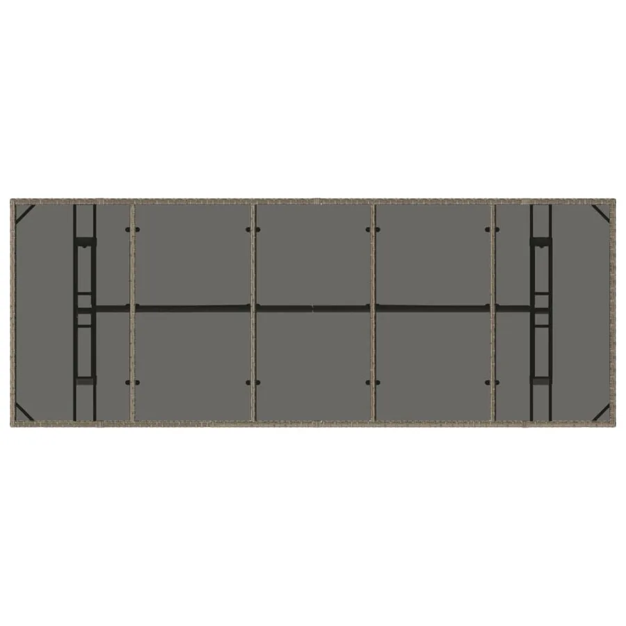 Table de jardin dessus en verre Gris 240x90x75cm Résine tressée - 7