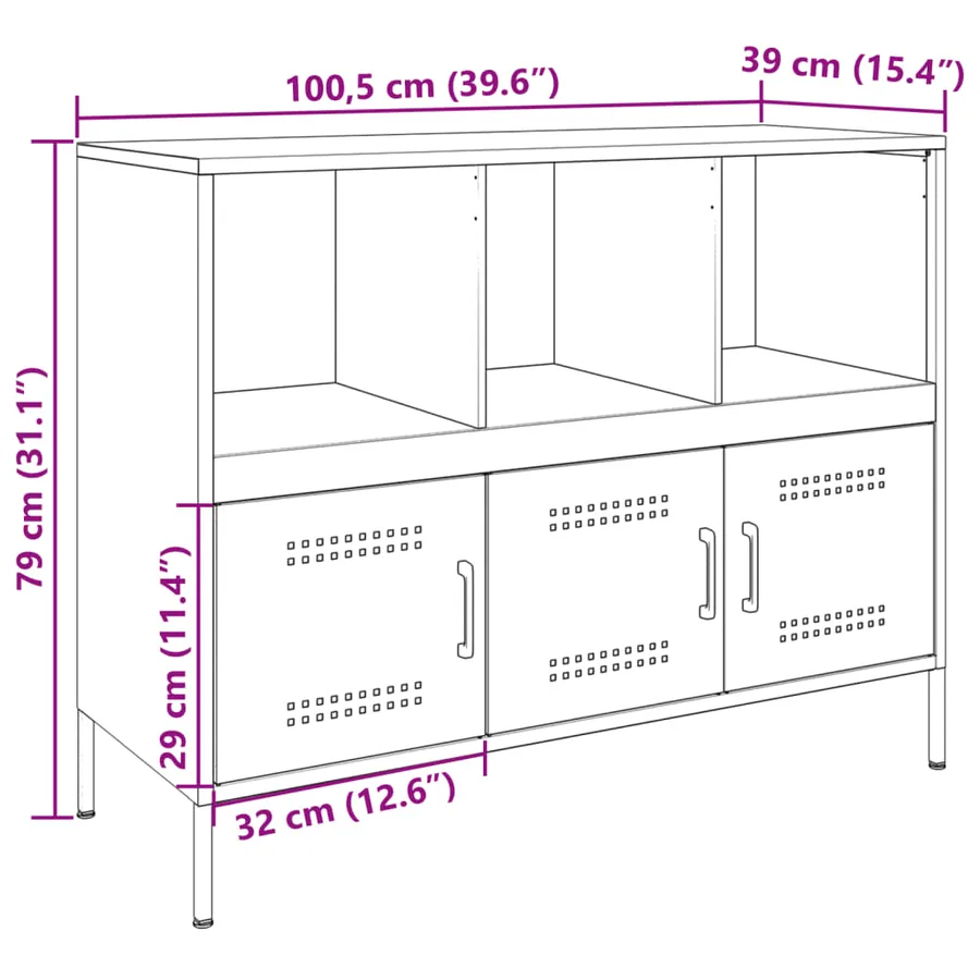 Buffet anthracite 100,5x39x79 cm acier - 14