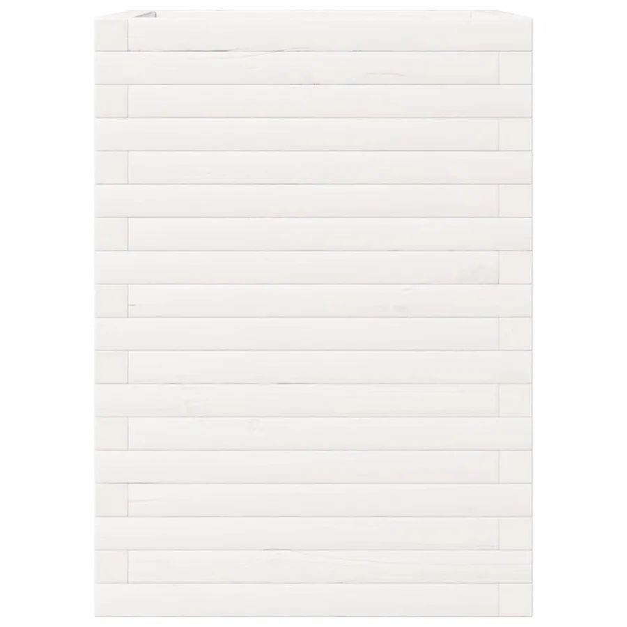 Jardinière blanc 50x50x68,5 cm bois de pin massif - 5