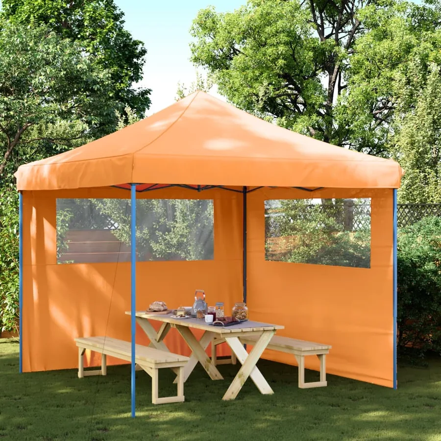 Tente de réception pliable escamotable avec 2 parois latérales