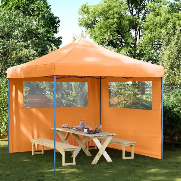 Tente de réception pliable escamotable avec 2 parois latérales