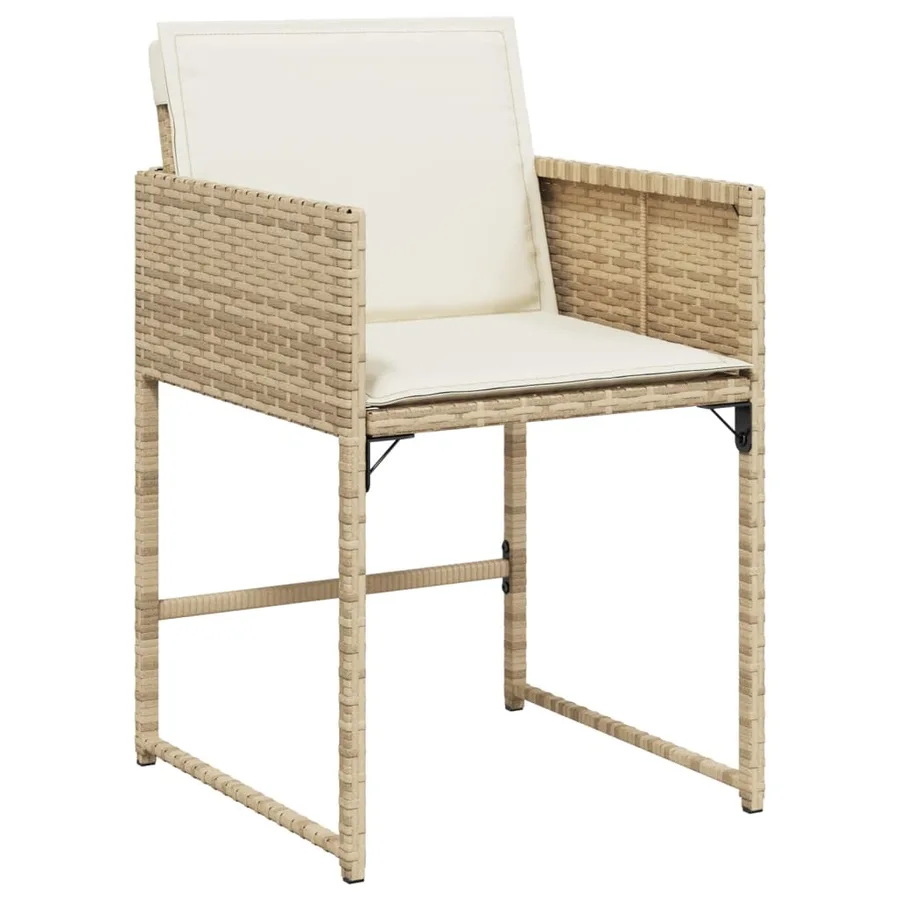 Chaises de jardin avec coussins lot de 4 beige résine tressée - 3