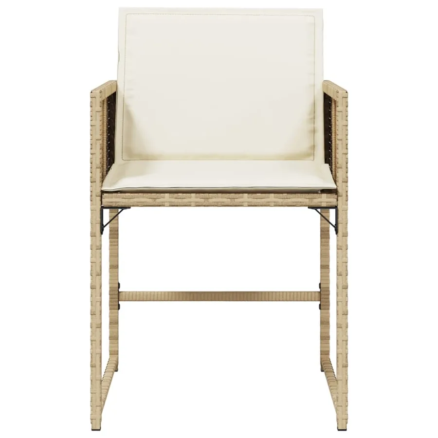 Chaises de jardin avec coussins lot de 4 beige résine tressée - 5