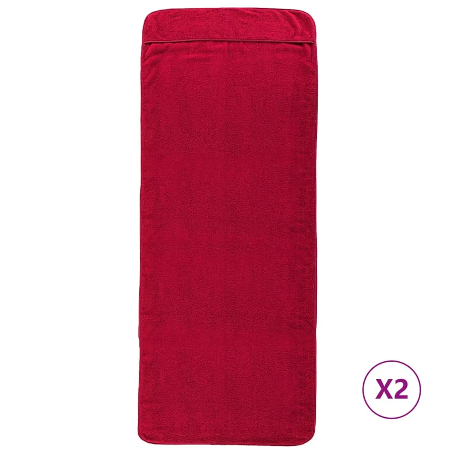 Serviettes de plage 2 pcs bordeaux 60x135 cm tissu 400 GSM - 2