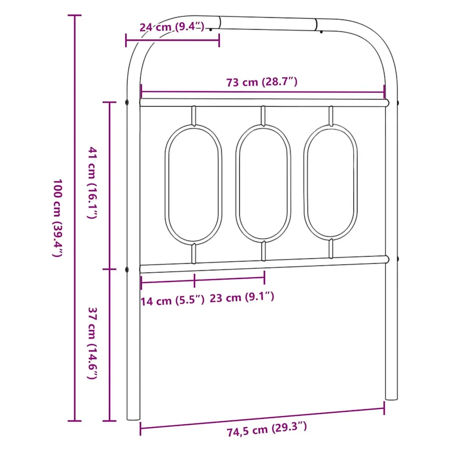 Tête de lit de remplacement métal noir 75 cm - 6