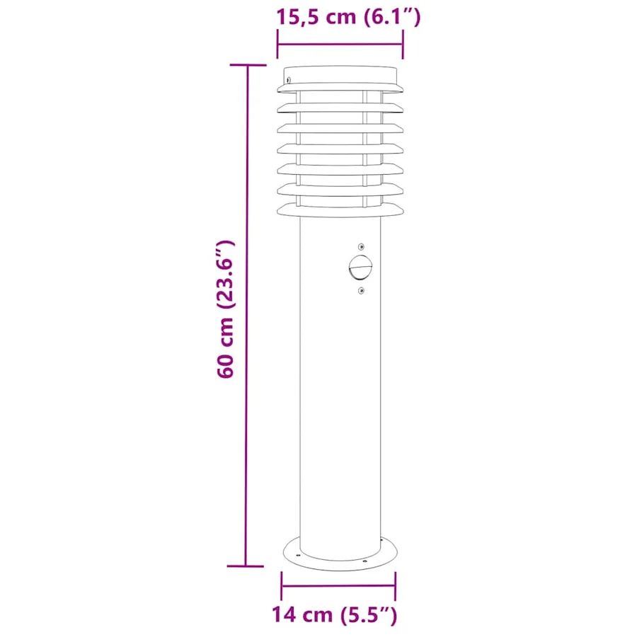 Lampadaires d'extérieur et capteurs 3 pcs noir acier inoxydable - 7