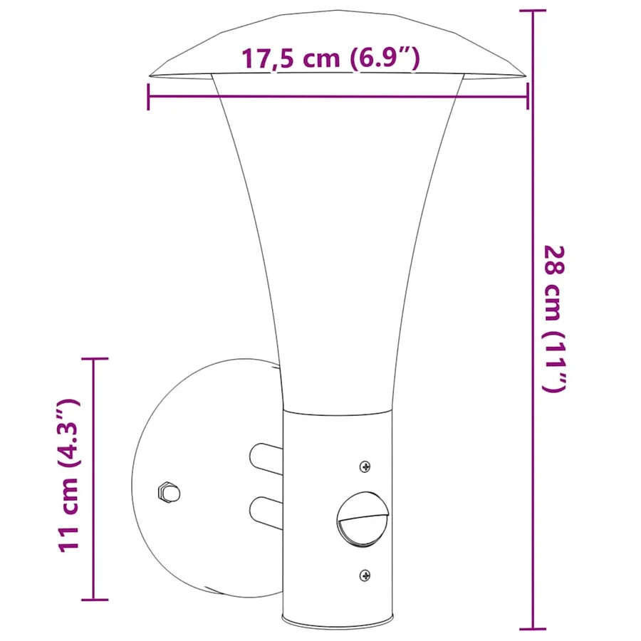 Applique murale d'extérieur avec capteur noir acier inoxydable - 7