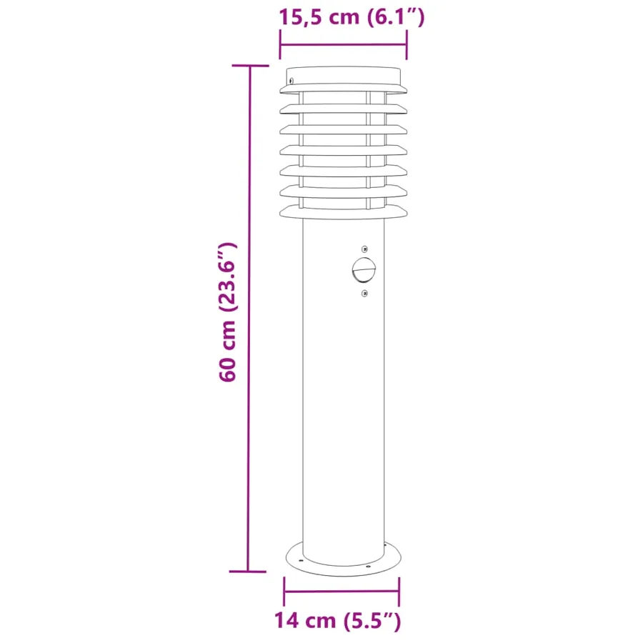 Lampadaires d'extérieur avec capteurs 3 pcs acier inoxydable - 7