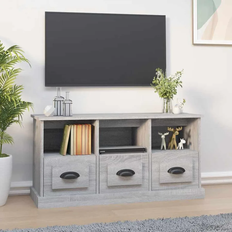 Meuble TV sonoma gris 100x35x50 cm bois d'ingénierie