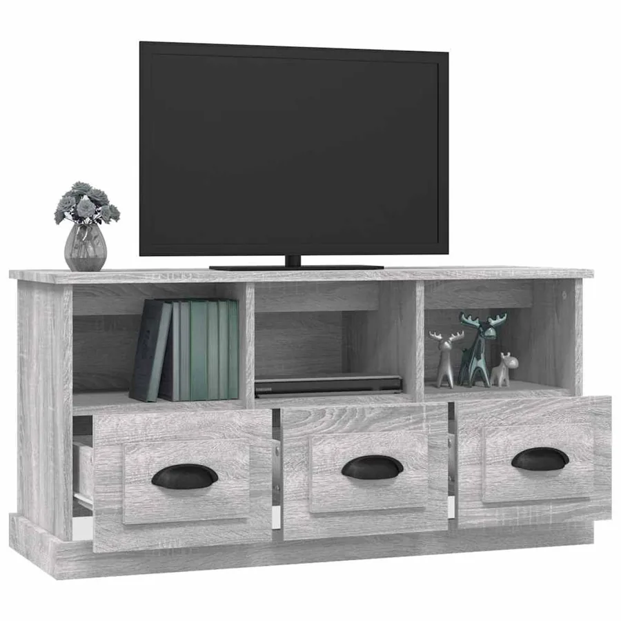 Meuble TV sonoma gris 100x35x50 cm bois d'ingénierie - 5