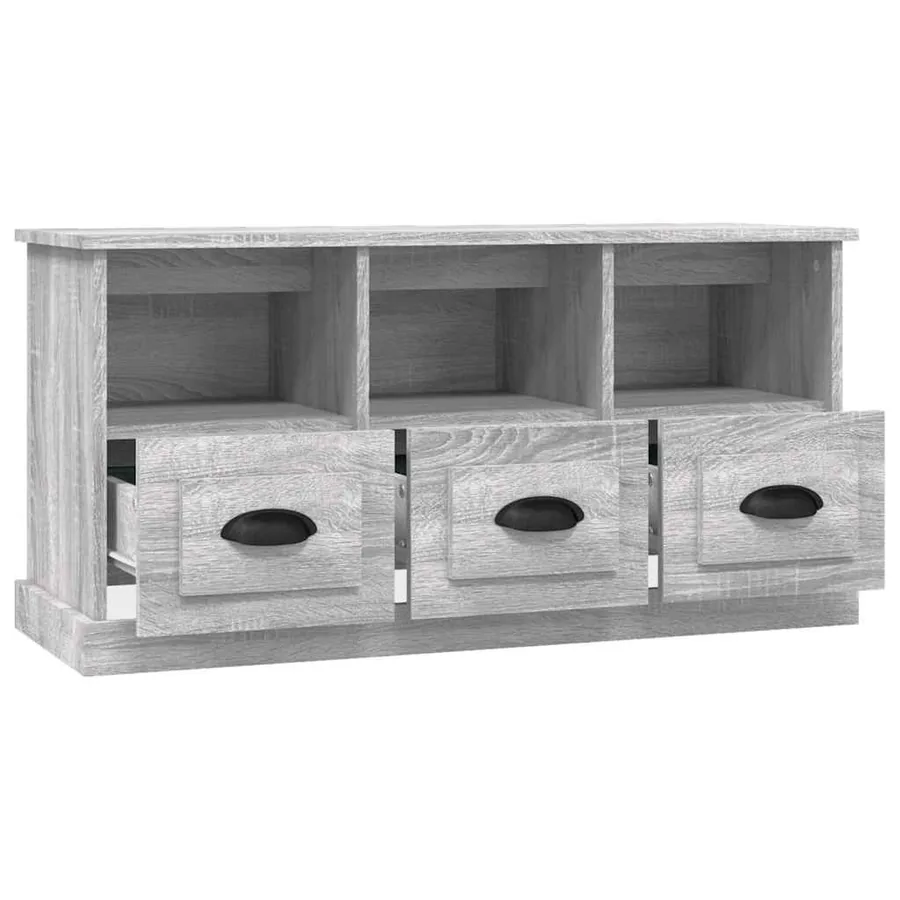 Meuble TV sonoma gris 100x35x50 cm bois d'ingénierie - 7