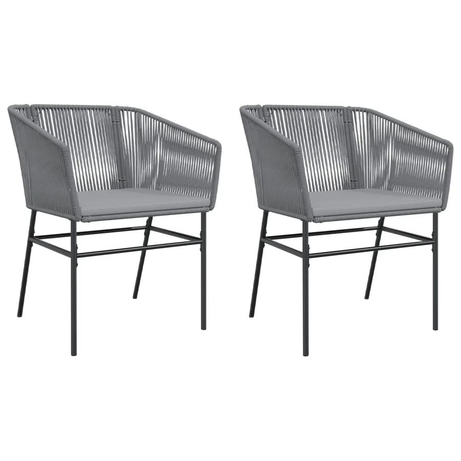 Chaises de jardin lot de 2 avec coussins gris résine tressée - 2
