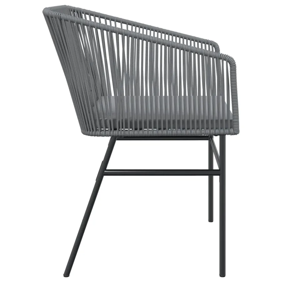 Chaises de jardin lot de 2 avec coussins gris résine tressée - 6