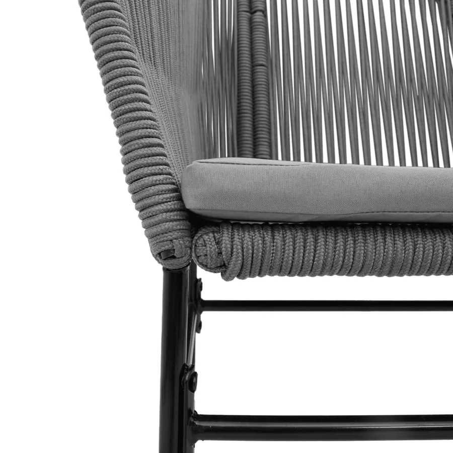 Chaises de jardin lot de 2 avec coussins gris résine tressée - 8