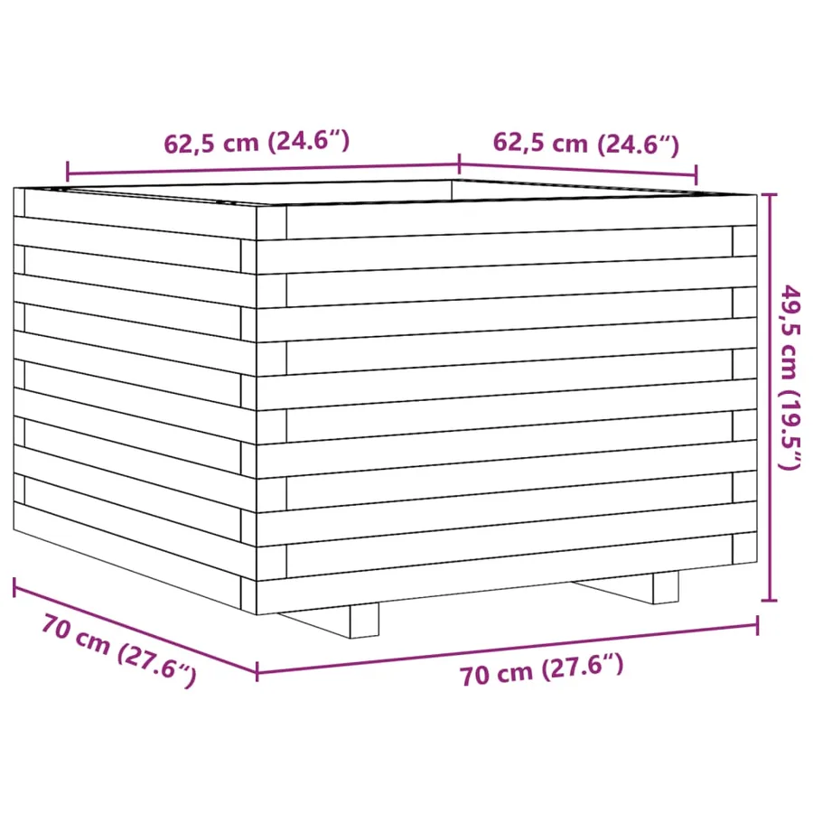 Jardinière 70x70x49,5 cm bois massif douglas - 10