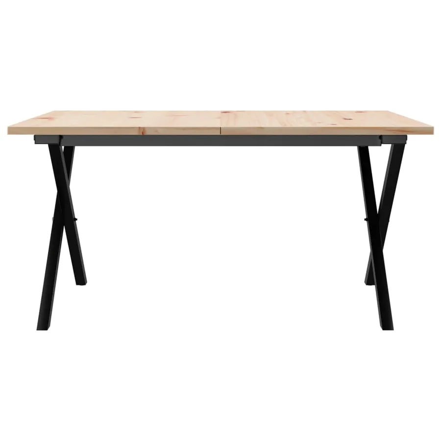 Table basse cadre en X 80x80x45 cm bois de pin massif et acier - 4