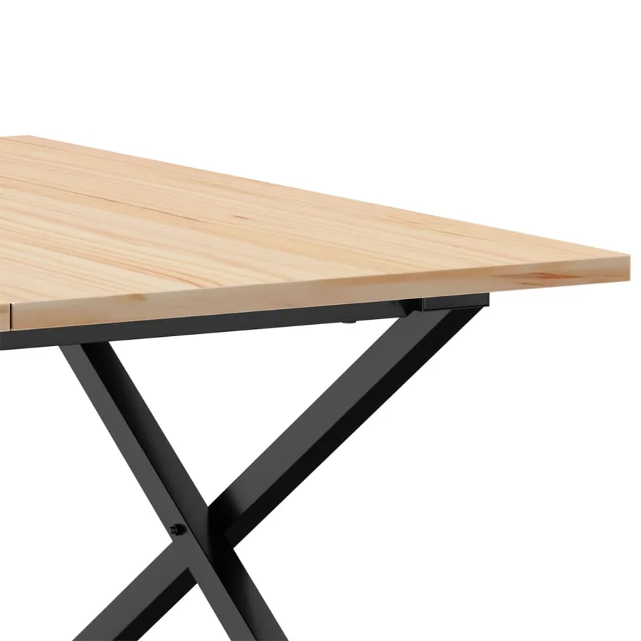 Table basse cadre en X 80x80x45 cm bois de pin massif et acier - 7