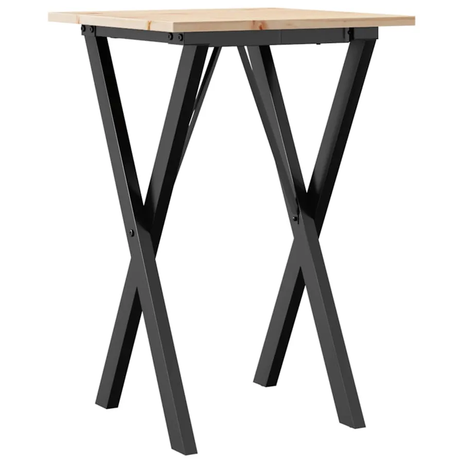 Table à manger cadre en X 50x50x75 cm bois de pin massif acier - 2