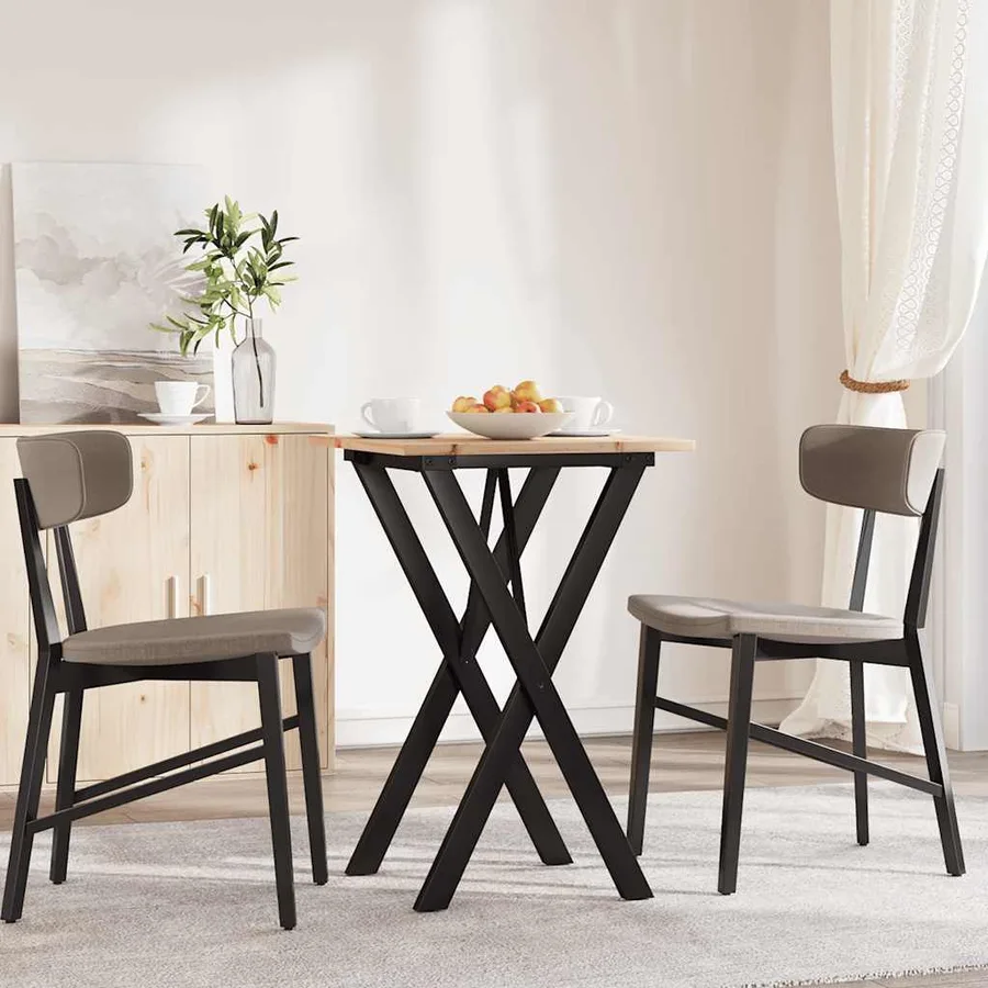 Table à manger cadre en X 50x50x75 cm bois de pin massif acier - 3