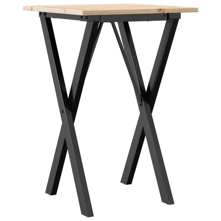 Table à manger cadre en X 50x50x75 cm bois de pin massif acier - 6