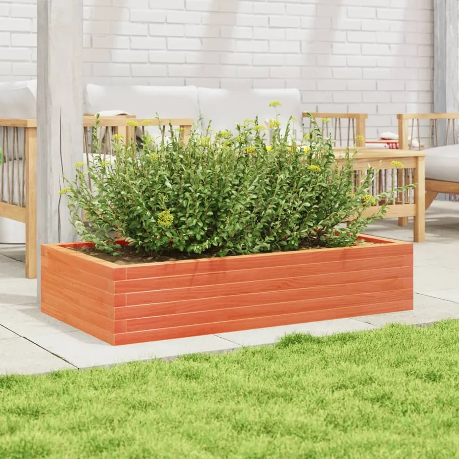 Jardinière cire marron 110x60x23 cm bois de pin massif - 3