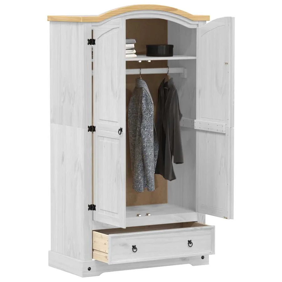 Garde-robe Corona blanc 102x52x186 cm bois de pin massif - 3