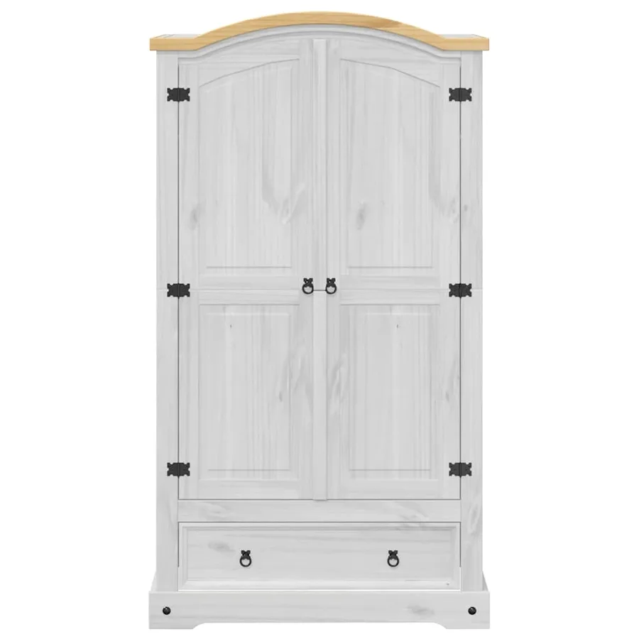 Garde-robe Corona blanc 102x52x186 cm bois de pin massif - 4