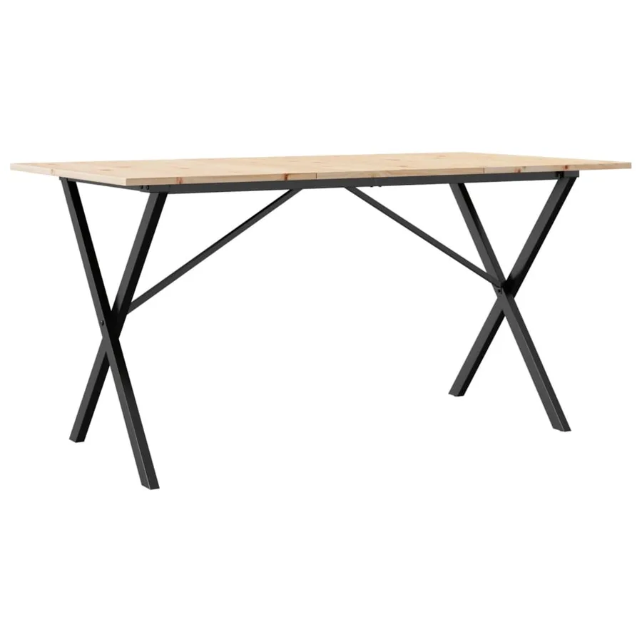 Table à manger cadre en X 140x80x75 cm bois de pin massif acier - 2