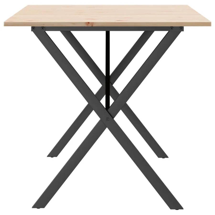 Table à manger cadre en X 140x80x75 cm bois de pin massif acier - 5