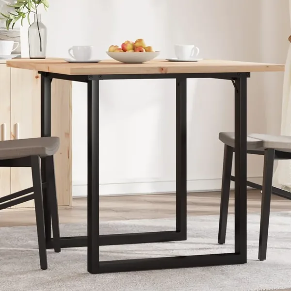 Table à manger cadre en O 90x90x75,5cm bois de pin massif acier