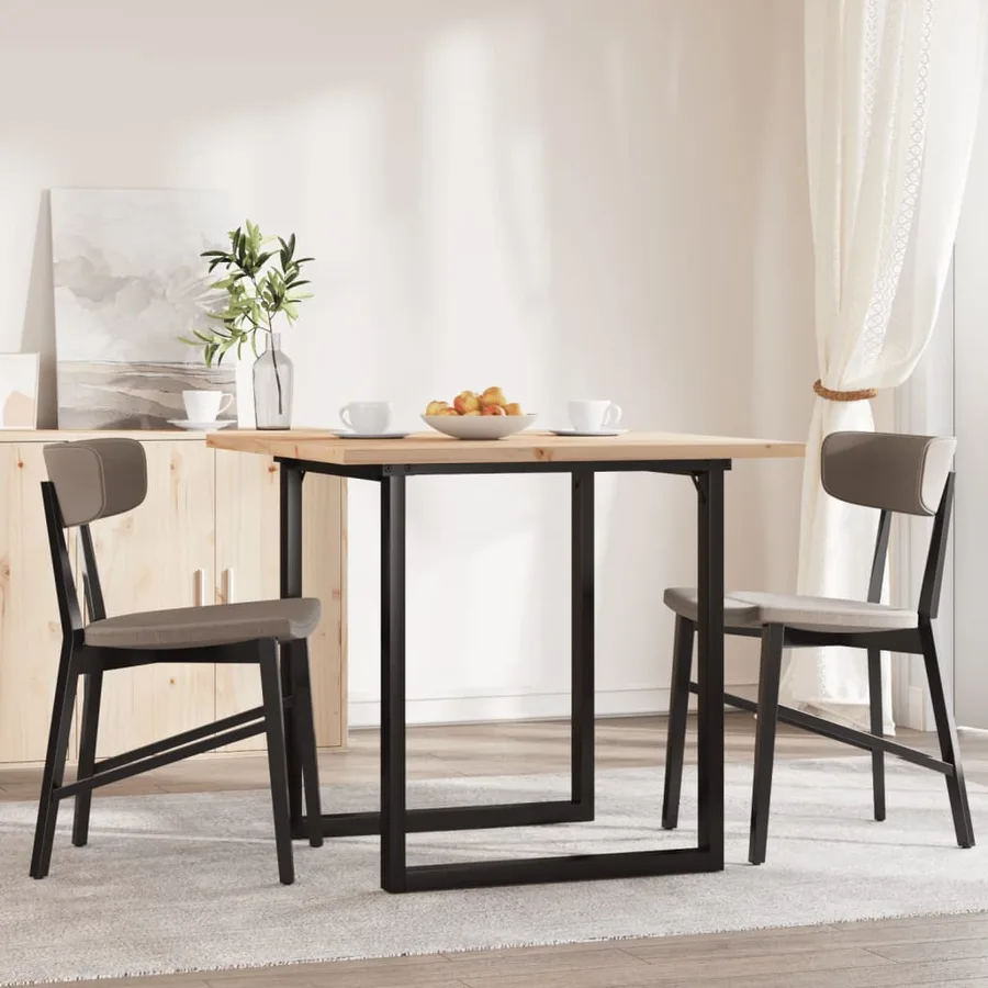 Table à manger cadre en O 90x90x75,5cm bois de pin massif acier - 3