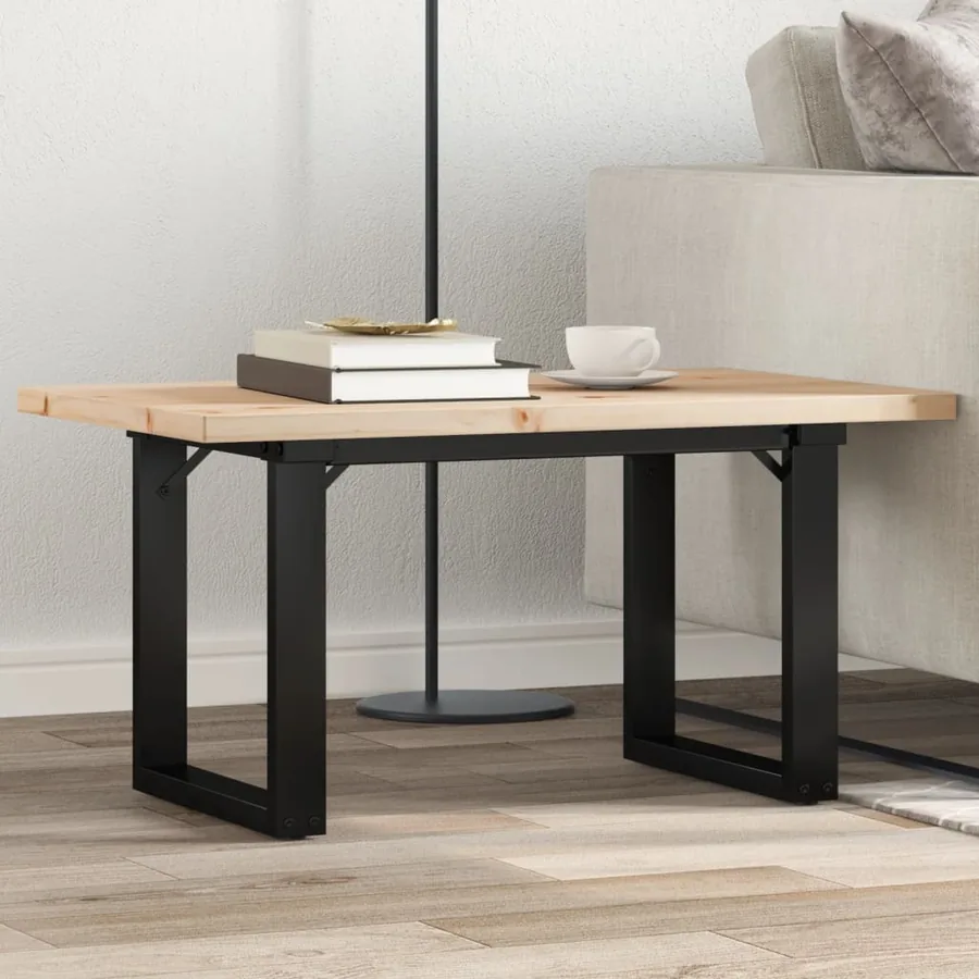 Table basse cadre en O 80x50x40,5cm bois de pin massif et acier