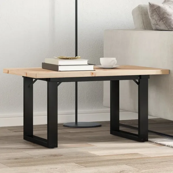 Table basse cadre en O 80x50x40,5cm bois de pin massif et acier