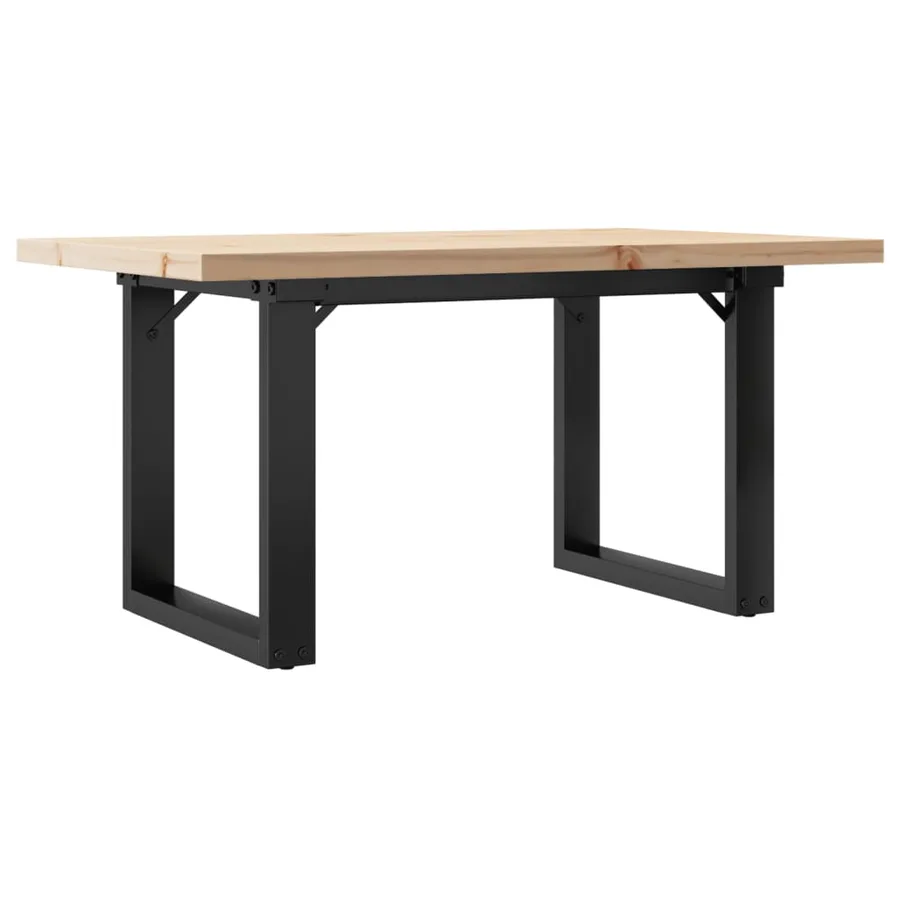 Table basse cadre en O 80x50x40,5cm bois de pin massif et acier - 2
