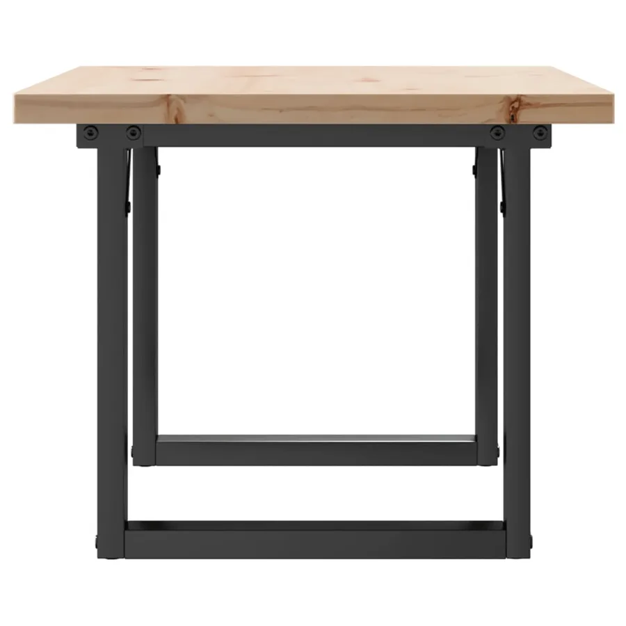 Table basse cadre en O 80x50x40,5cm bois de pin massif et acier - 5