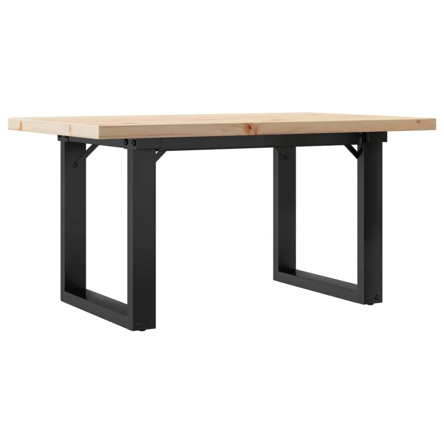 Table basse cadre en O 80x50x40,5cm bois de pin massif et acier - 6
