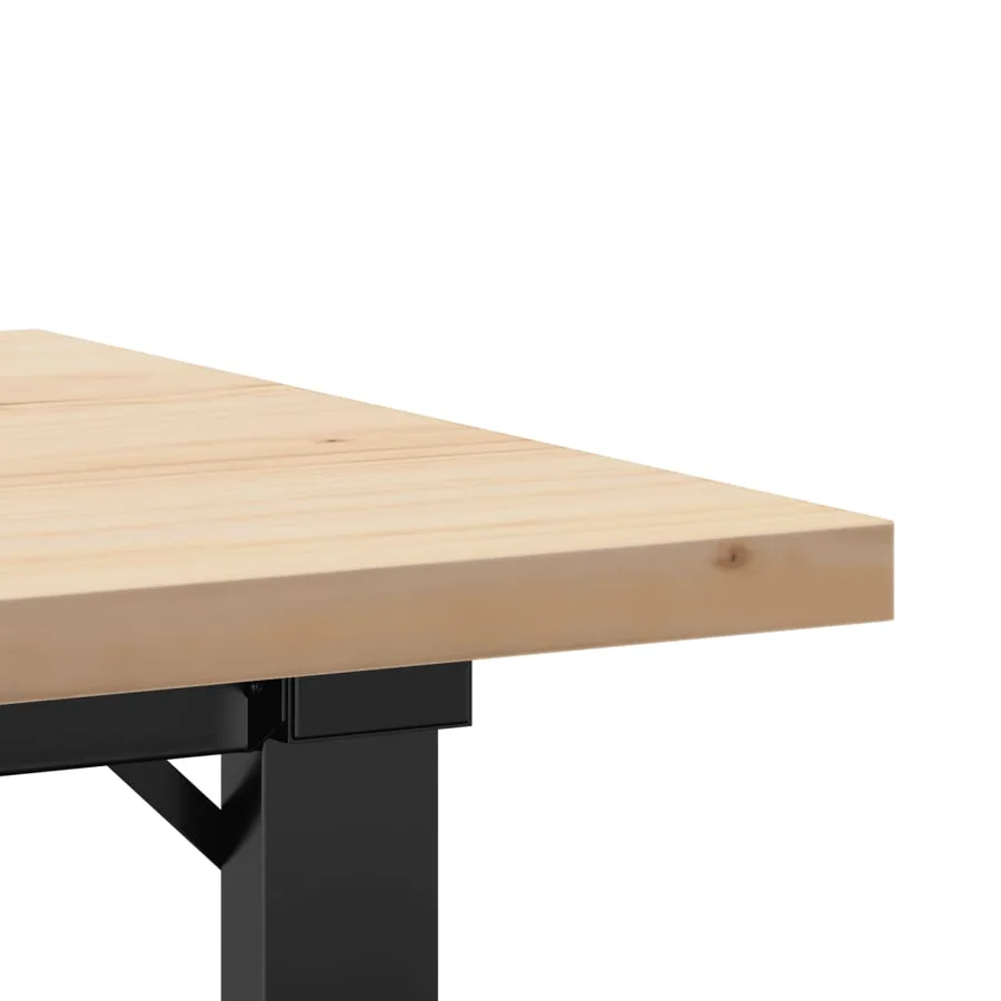 Table basse cadre en O 80x50x40,5cm bois de pin massif et acier - 7