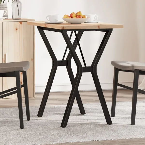 Table à manger cadre en Y 80x50x75,5cm bois de pin massif acier