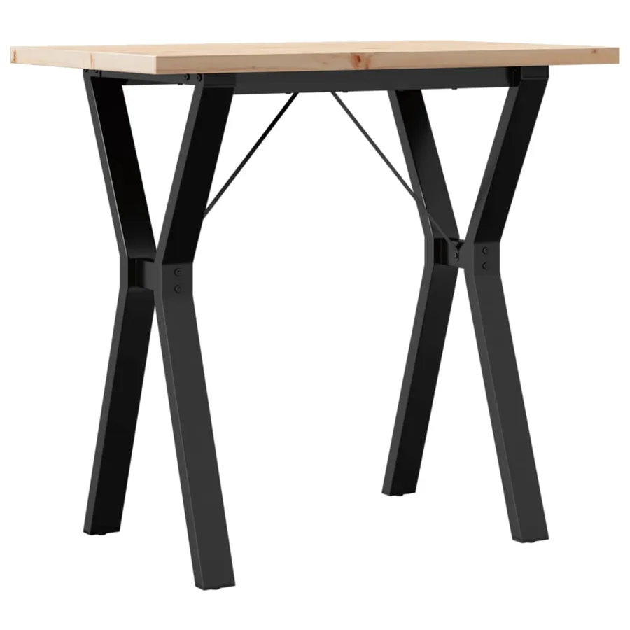 Table à manger cadre en Y 80x50x75,5cm bois de pin massif acier - 2