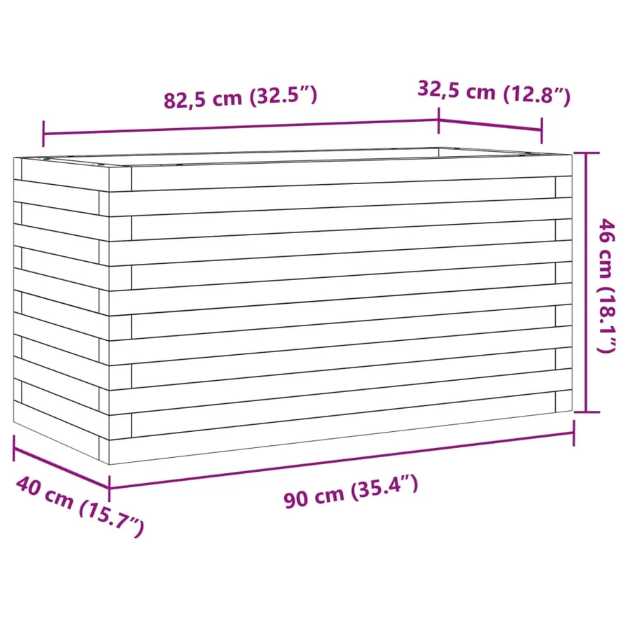 Jardinière cire marron 90x40x46 cm bois de pin massif - 10