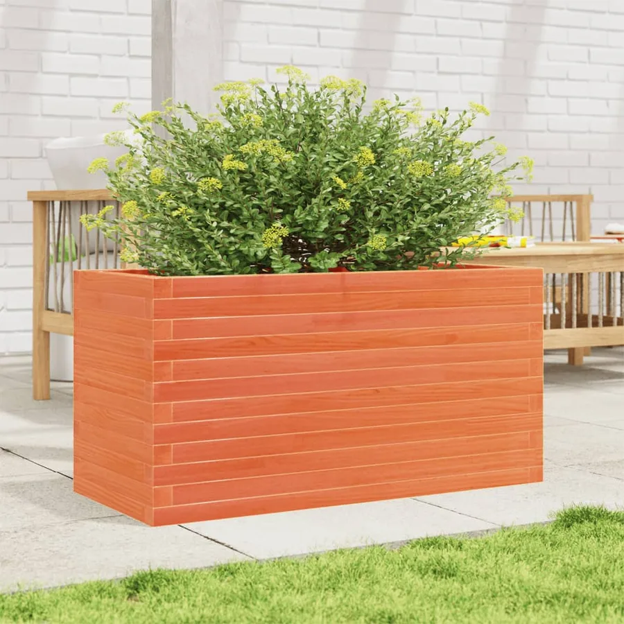 Jardinière cire marron 90x40x46 cm bois de pin massif - 3