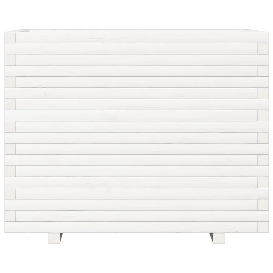 Jardinière blanc 90x60x72,5 cm bois de pin massif - 5